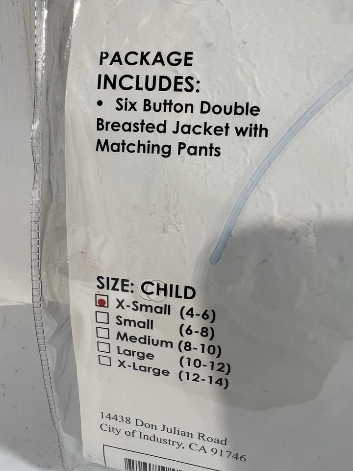 Disfraz de gángster niño XS 4-6 negro blanco Foto 2 de 4