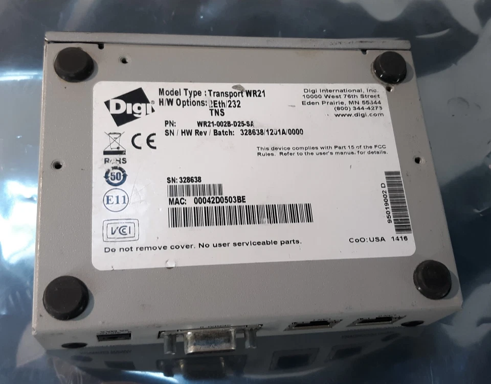 Digi Transport WR21 WR21-002B-D25-SA Cellular Ethernet Modem/Wireless Router - Image 3 of 4