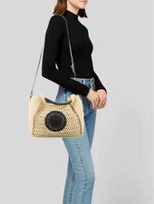  $1250 Stella Mccartney Leather Trim Raffia Tote Bag Crossbody Italy
