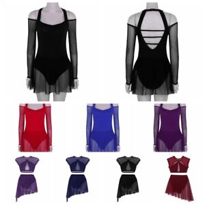 Women-039-s-Leotard-Bodysuit-Ballet-Dance-Tutu-Dress-Lyrical-Modern-Dancewear-Skirts