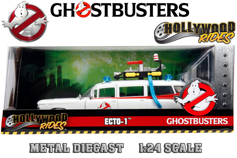 JADA TOYS ECTO-1 Ghostbusters 1:24 Die-Cast In Metallo - Modello Auto 22cm Originale