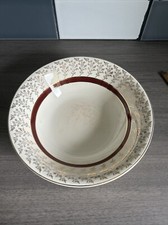 Vintage Crownford Burslem China serving bowl burgundy & gold trim 9" diameter