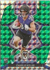 2022 Panini Mosaic Charlie Kolar Green Prizm SP RC Baltimore Ravens