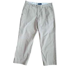 Polo Ralph Lauren Beige Chino Mens 36 Pants Cotton Pleated Uncuffed Classic Fit