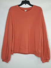 A New Day Women's Red Crew Neck Cropped Knit Cotton Pullover Sweatshirt XS