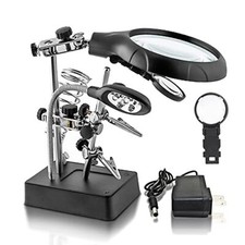 Desktop LED Lighted Magnifying Glass Soldering Station mlogiroa Adjustable He...