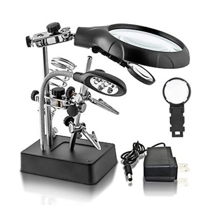 Desktop LED Lighted Magnifying Glass Soldering Station mlogiroa Adjustable He...