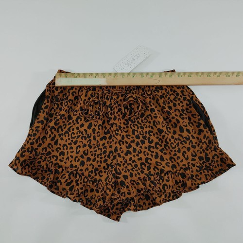Sienna Sky Leopard Print Ruffle Hem Shorts Elastic Waist Loungewear Size M - Picture 3 of 9