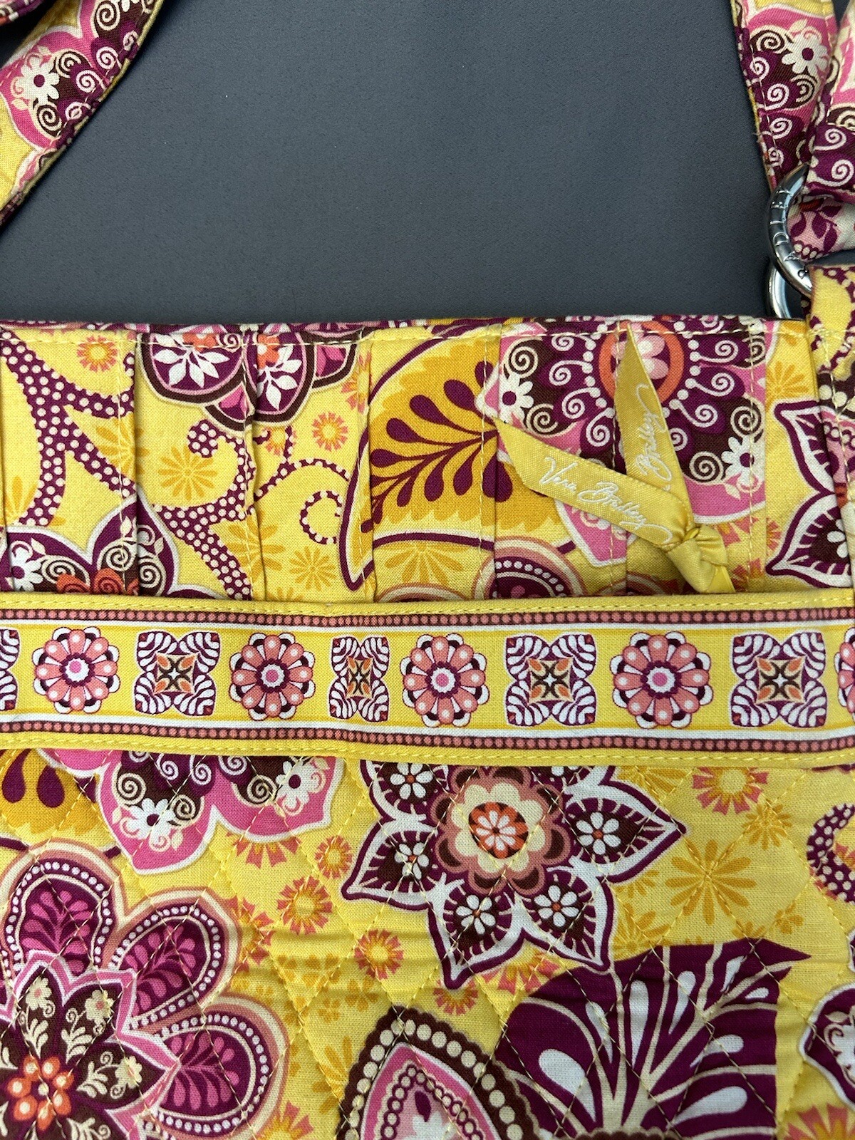 Vera Bradley On-the-Go Over Shoulder Bag in Bali Gold Womens Purse Yellow Pink image 6