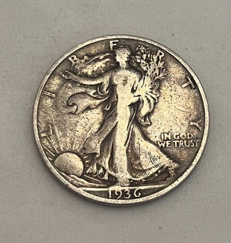 1936-S Walking Liberty Silver Half Dollar Fine (F) Semi-Key Date DC21
