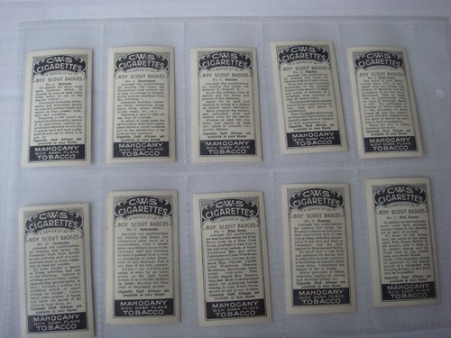BADEN POWELL ,BOY SCOUT BADGES, CWS TOBACCO 1939, NUMBERS 1-20 (TWENTY CARDS) VG - Picture 3 of 8