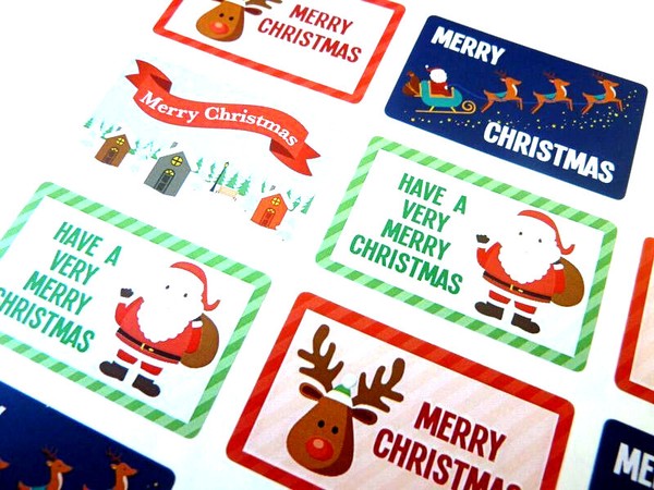 Frohe Happy Weihnachten Aufkleber Etiketten FüR Karten Umschlag & Fest Basteln-image