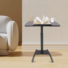 Adjustable 25.5“ Rolling Podium Desk Standing Lifting Computer Desk Black