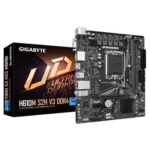 Gigabyte H610M Motherboard, S2H, V3LGA1700, 2x DDR4, 4x SATA 6gb/s, Micro-ATX - Picture 1 of 4