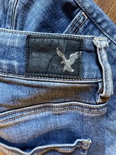 American Eagle Outfitters Blue Super Stretch Hi Rise Jegging Womens 4 Distressed