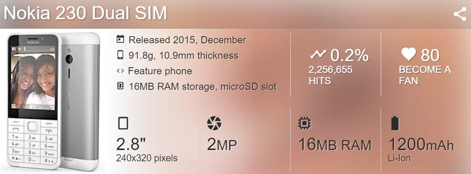 Cellulare originale Nokia 230 Dual SIM GSM 2,8" 2MP MP3 Bluetooth sbloccato - Immagine 3 di 4