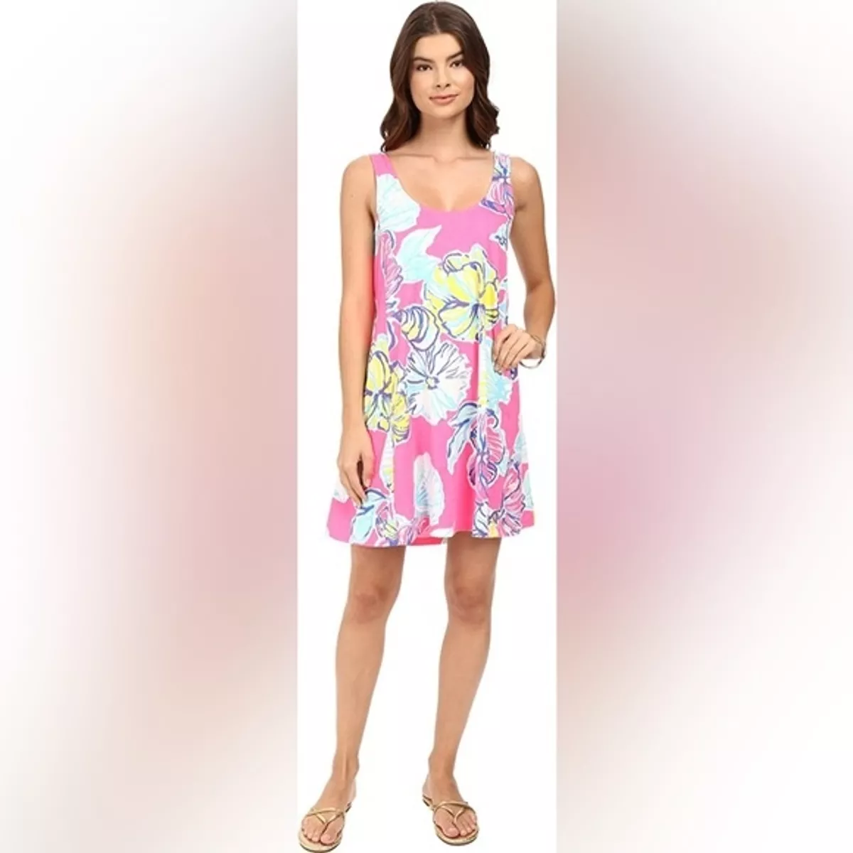Lilly Pulitzer Carmel Printed Tank Dress Royal Pink Swept by The