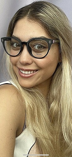 PRADA VPR 0U8F KVS-1O1 52mm Cat Eye Black/Gray Round Women's Eyeglasses Frame - Picture 5 of 8