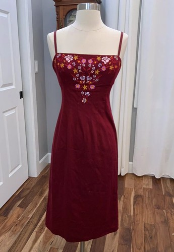 Y2K dress embroidered red/burgundy 