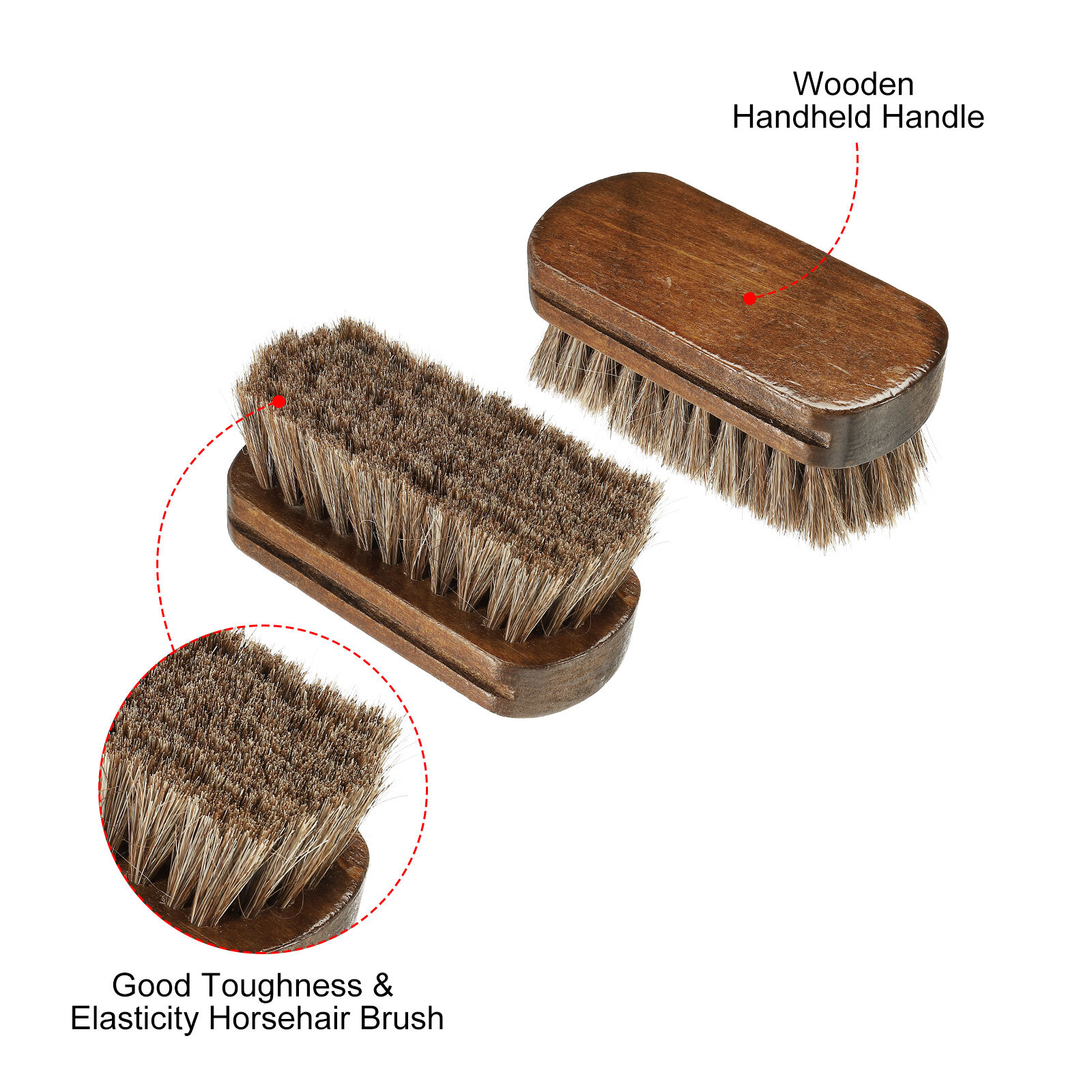 Horsehair Shoes Brush, 2Pack Handheld Polish Daubers for Leather Boots