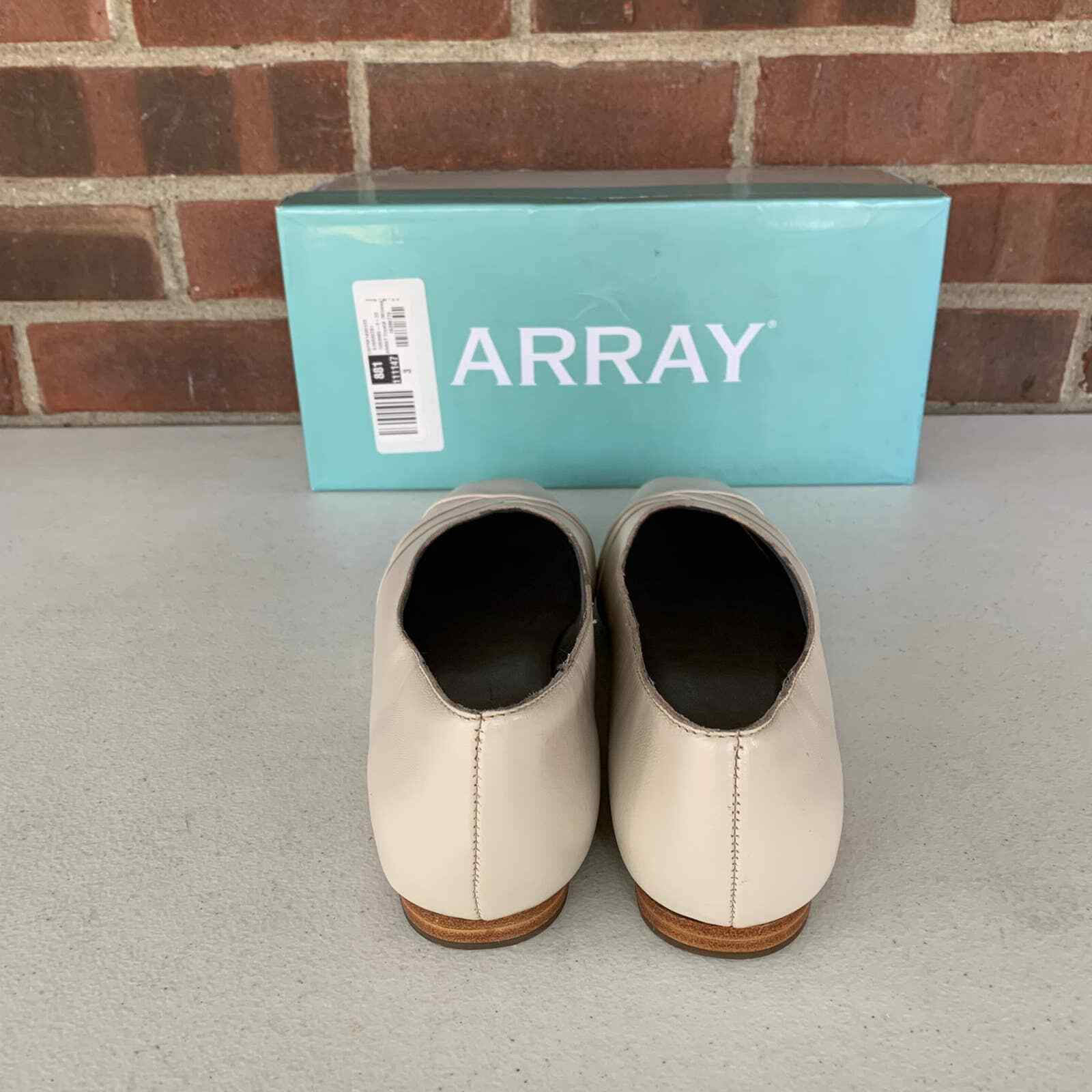 Array beige Leather Square-toe Slip-on Flats loaf… - image 5