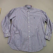 Polo Ralph Lauren Shirt Mens 16.5 Long Sleeve Button Front Classic Fit Stripes