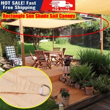 79X118in Rectangle Sun Shade Sail Canopy Durable Fabric UV Block Awning