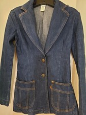 Levi's Orange Tab 1970's Junior's Sz 5 Darkwash Denium Two Button Blazer