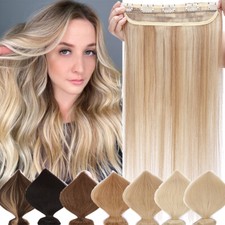 One Piece Invisible Clip In 100 Remy Human Hair Extensions THICK Full Head Weft