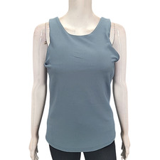 Women's Sleeveless Tank Top with Built in Bra Small Size Blue Casual Summer Top