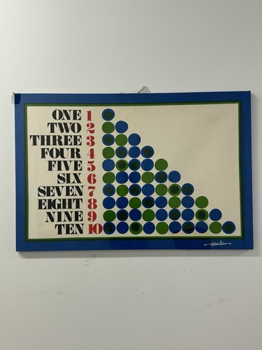 VINTAGE 1960 MCM SCUDA BOB VAN ALLEN NUMBERS FRAMED CANVAS ART
