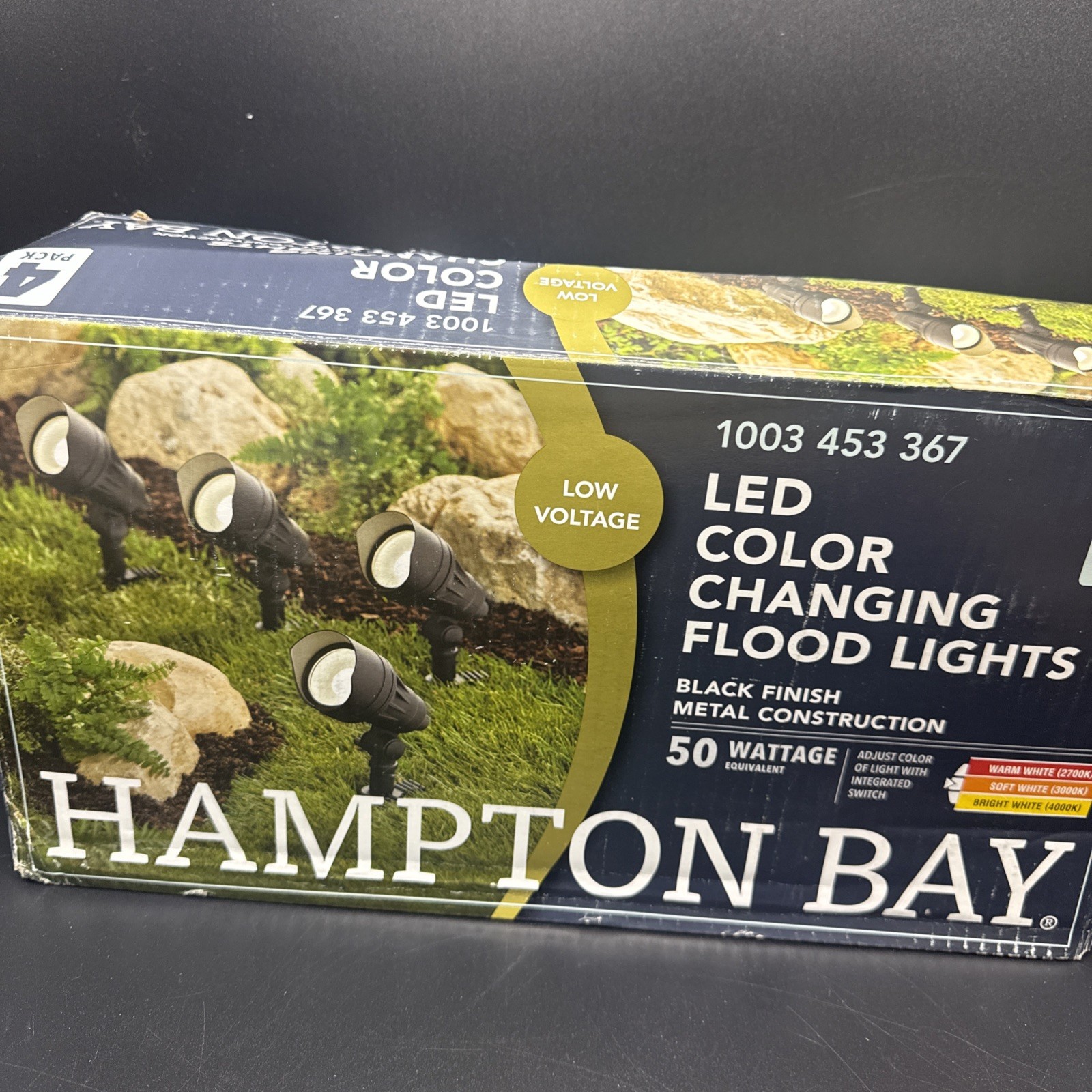Hampton Bay Low Voltage Black Adjust Color LED Outdoor Landscape Flood Light 4PK