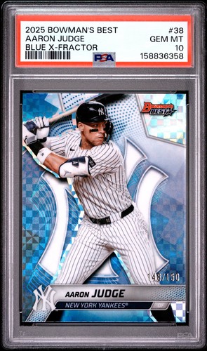 2025 BOWMAN'S BEST BLUE X-FRACTOR #38 AARON JUDGE 148/150 PSA 10