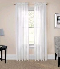 Eclipse Victoria Voile Rod Pocket Sheer Set of 2 Curtain Panel / White