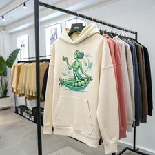 Pea Pod Yoga Pose Premium Hoodie Vegan Spiritual Nature Sweatshirt Soft Cotton