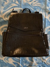 Freshly Picked Ebony Croc Crocodile Skin Black Diaper Bag Backpack Vegan Strap