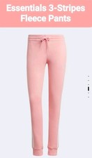 Size S - Adidas Essentials Women's 3-Stripes Fleece Pants Semi Pink Spark 