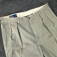 Vntg Polo Ralph Lauren Andrew Pant Mens 35x32 Olive Pleated Chino 90s Y2K casual