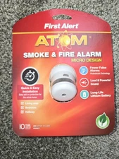 First Alert ATOM Smoke & Fire Alarm 10 Year Maximum Protection Model #P1010 New