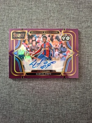 2025-26 Select La Liga Samuel Eto'o Pitchside Signatures Purple Prizm Auto #/49