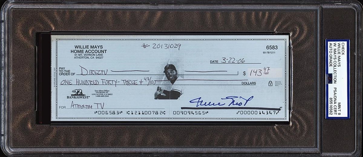 Professional Sports Authenticator (PSA) Willie Mays MLB Original