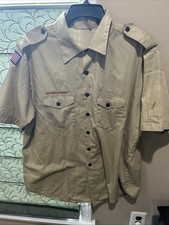 Boy Scout BSA UNIFORM SHIRT Mens 2XL 2x Extra Large Tan Short Sleeve P18