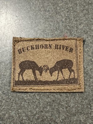 Buckhorn River Two Bucks Logo Sew On Patch Unique Rustic Rare Deer Hunting
