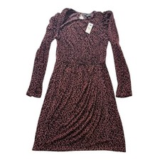 Express Velvet Leopard Puff Sleeve Dress Pink Short Party S animal print Y2K NWT