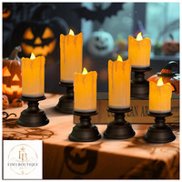 LED Kerzen 6Er Set Flackernde Flammenlose Deko Orange FüR Halloween 6 StüCk