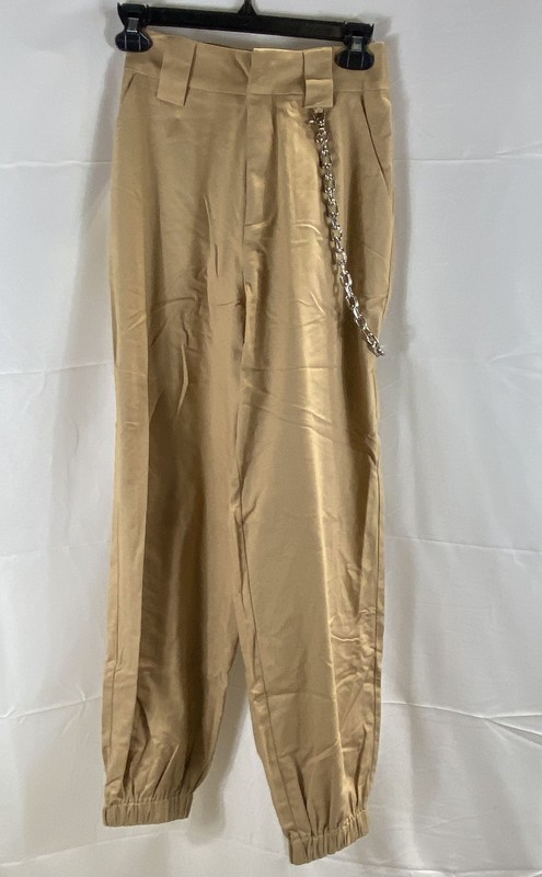 I.AM.GIA Women's Tan Cargo Jogger Pants High Rise Chain Detail Size XS