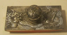 Antique Dragon Themed REPOUSEE Ink Blotter SILVER LEAF Overlay Has Touch-Ups!!!