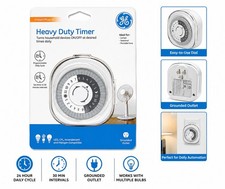 GE 24-Hour Heavy Duty Indoor Plug-in Mechanical Timer, 2 Grounded Outlets
