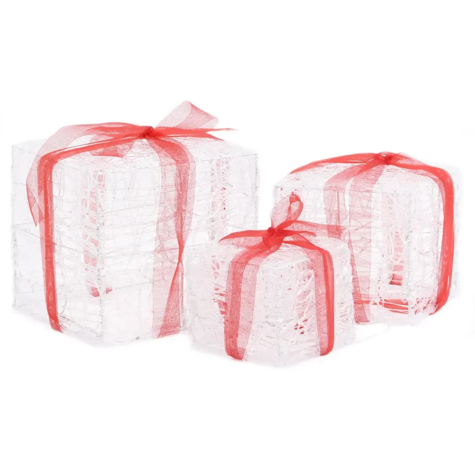 Set of 3 Decorative Acrylic Christmas Gift Boxes Colourful Holiday Decor - Image 4 of 4