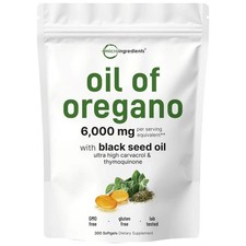 2 in 1 Oil of Oregano  Black Seed Softgels Count with Carvacrol  300 pieces  
